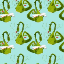 Image de Dragons with a flower and a book Diada de Sant Jordi the Saint Georges Day Seamless background pattern 