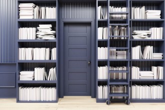 Image de Home library with a ladder black