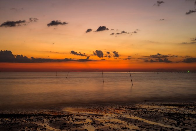 Picture of Beautiful sky with sunset at the beach