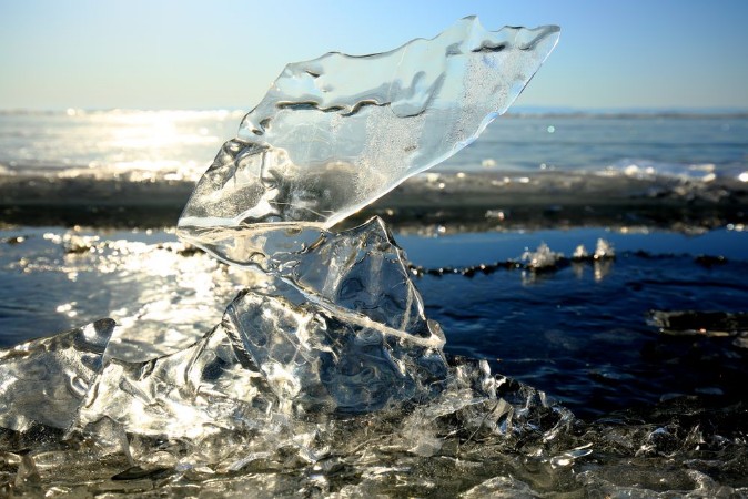 Picture of On lake Baikal in winter Ice block on the ice field in the group of hummocks