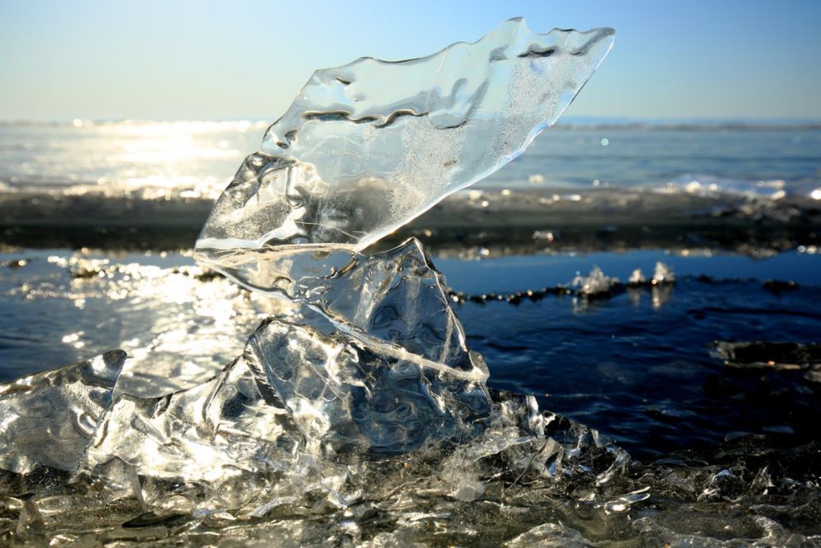 Picture of On lake Baikal in winter Ice block on the ice field in the group of hummocks