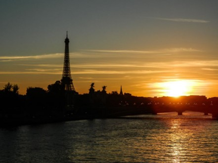 Picture of Beautiful sunset panorama of Paris with Eifell tower