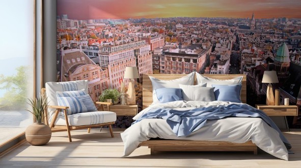 Picture of City scenic from Amsterdam with the Dam in the Netherlands at su