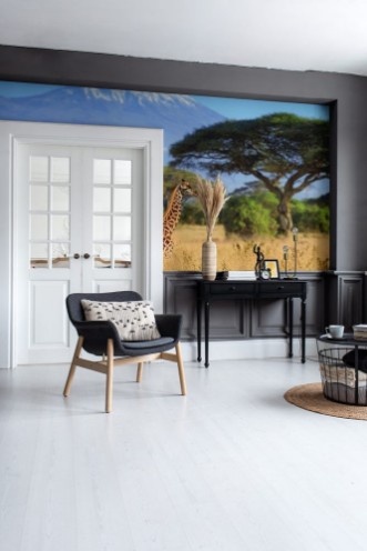 Picture of Three giraffe on Kilimanjaro mount background