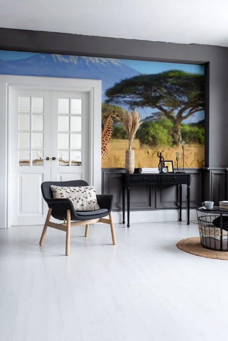 Picture of Three giraffe on Kilimanjaro mount background