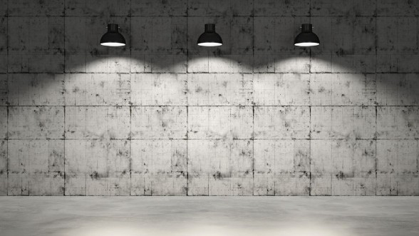 Picture of Concrete wall with three lamps hanging