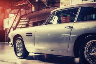 Picture of Beautiful retro silver car at the show Some