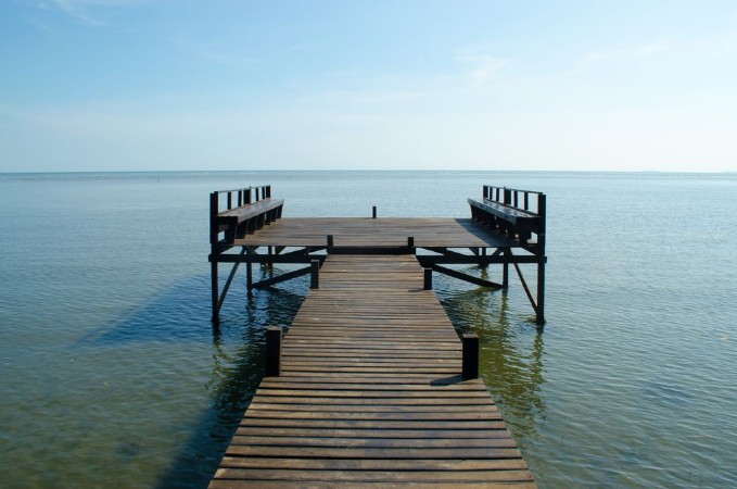 Picture of Wooden Bridge Pavilion in The Ocean