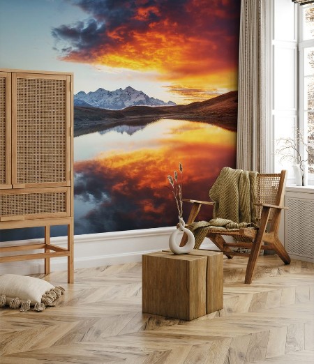 Picture of Sunset on mountain lake Koruldi Upper Svaneti Georgia Europe