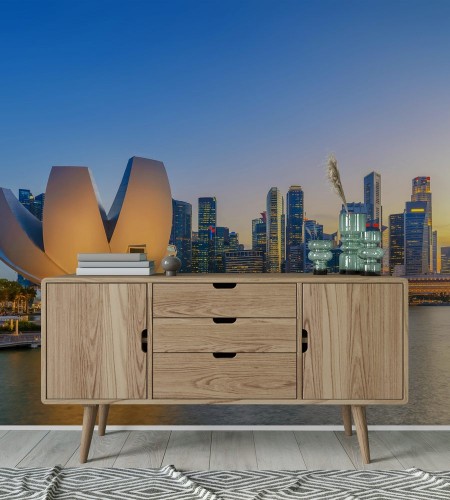 Bild på Singapore city skyline at night Marina Bay Singapore