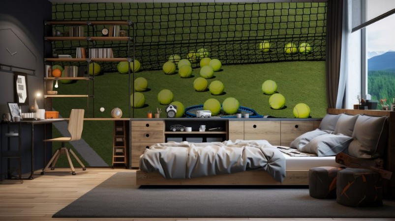 Picture of Pista de tenis llena de pelotas