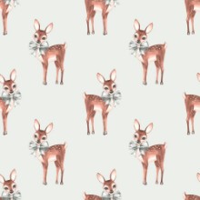Image de Pattern with Baby Deer Hand drawn cute fawn on paper background Seamless background 1