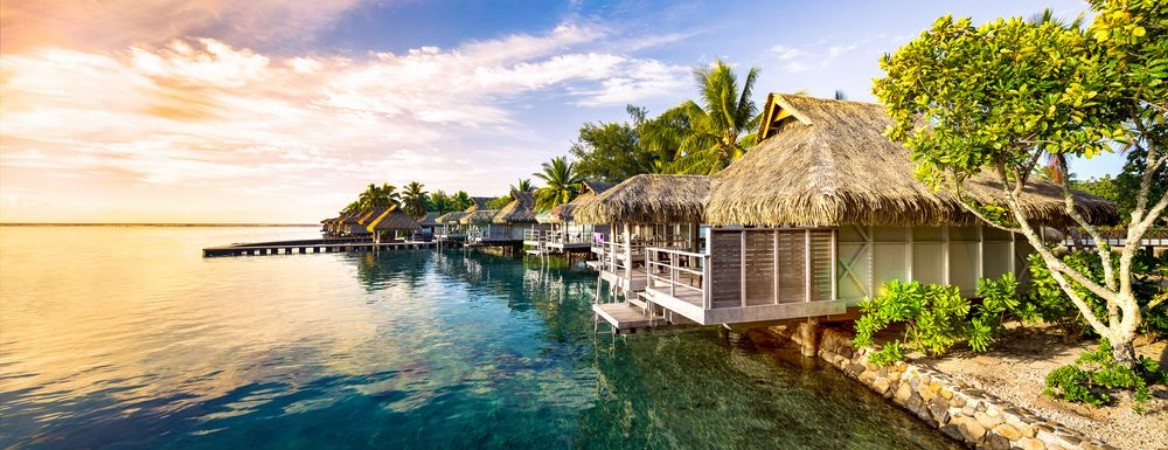 Afbeeldingen van Sonnenuntergang auf einer einsamen Insel im Pazifik