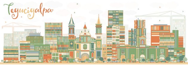 Picture of Abstract Tegucigalpa Skyline with Color Buildings