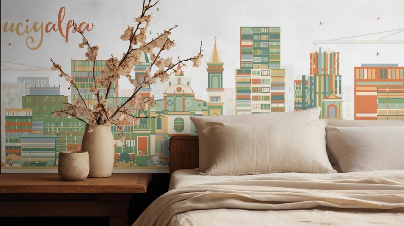 Picture of Abstract Tegucigalpa Skyline with Color Buildings