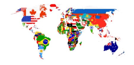 World Flag Map isolated on white paveikslėlis