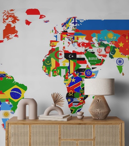 Picture of World Flag Map isolated on white