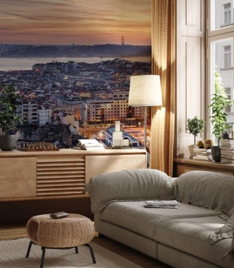 Afbeeldingen van Panorama of Lisbon at night Portugal