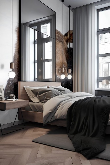 Slika Moose laying in white snow Winter wildlife 