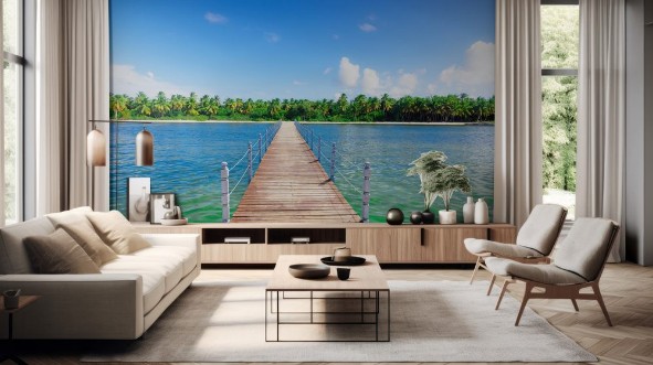 Picture of Wooden bridge juts out into  of the sea