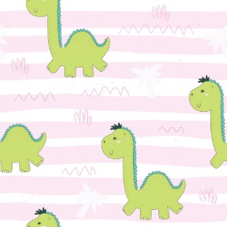 Cute seamless pattern with funny dinosaurs vector illustration photowallpaper Scandiwall