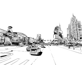 Image de Las Vegas city hand drawnUSA Nevada Street sketch vector illustration