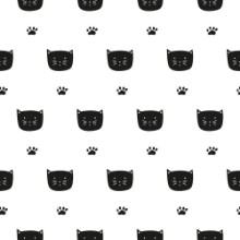 Picture of Hand drawn cats and paws