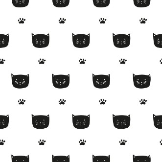 Hand drawn cats and paws photowallpaper Scandiwall