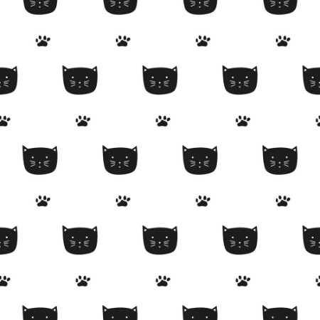 Hand drawn cats and paws photowallpaper Scandiwall