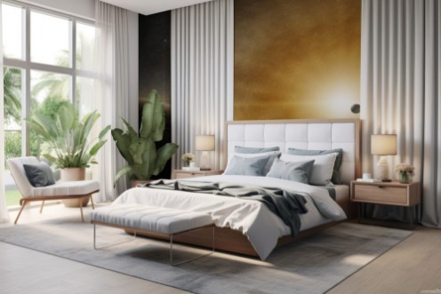 Afbeeldingen van Sun rays glowing in the deep space 