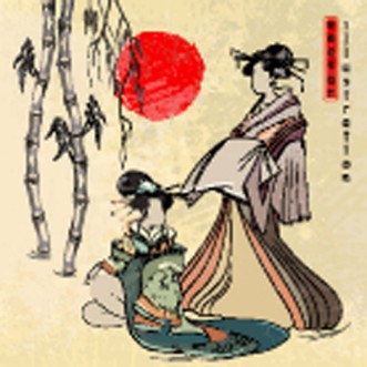 Image de Beautiful japanese geisha girl classical Japanese woman ancient style of drawing vector