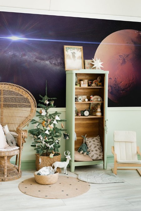 Picture of Mars in front of the local galaxy and sun