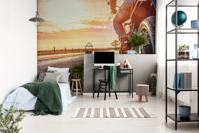 Picture of Motorbike on the road riding having fun riding the empty road on a motorcycle tour  journey