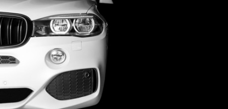 Picture of Front view of modern luxury sport car white exterior