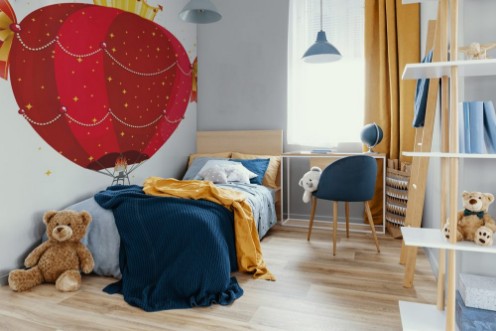 Picture of Fancy balloon flying on white background