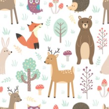 Bild von Forest seamless pattern with cute animals