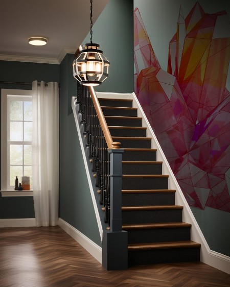 Picture of Red gemstone Geometric crystal isolated on white background 3D illustration