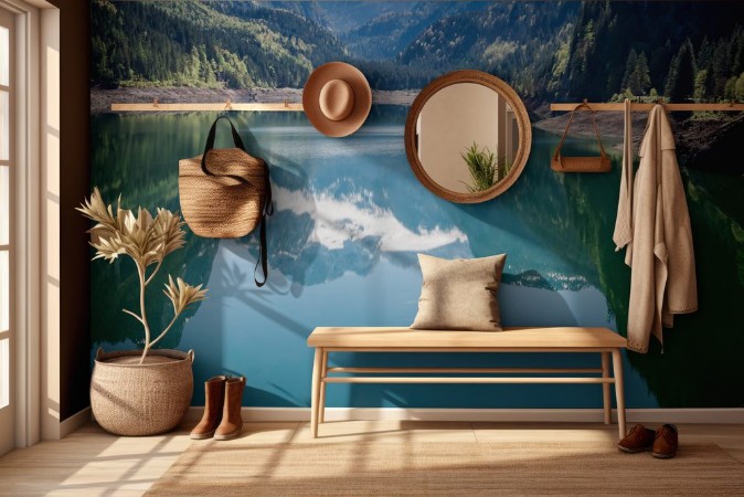 Bild på Stunning dawn at mountain lake in Gosau Alps Austria Europe