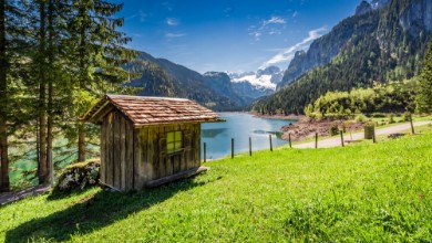 Picture of Breathtaking sunrise at Gosausee lake in Gosau Alps Austria Europe
