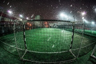 Image de Soccer arena in night illuminated bright spotlights