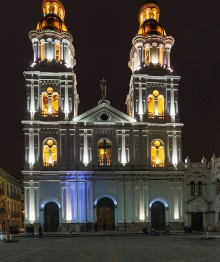 Picture of Santo Domingo is lit up at night until roughly 10PM