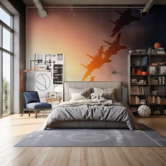 Bild von Aircraft fighter jets against the background of sky and sun