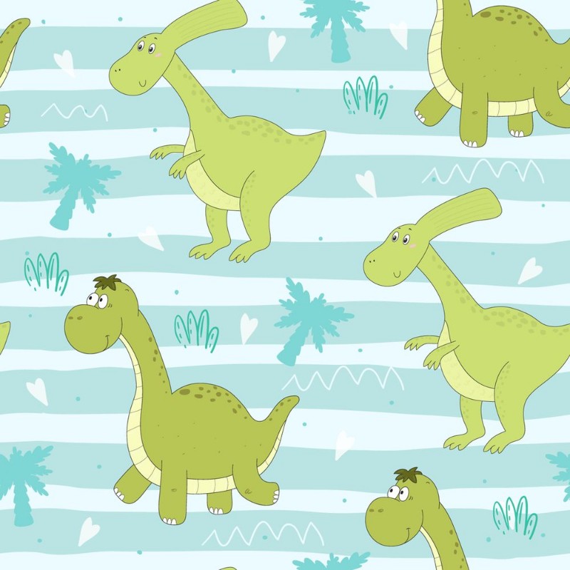 Picture of Cute Dinos on Stripey Background