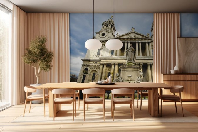 Picture of St Pauls Cathedral and Statue of Queen Anne