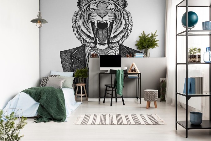 Image de Wild tiger Hipster animal Hand drawn illustration for tattoo emblem badge logo patch t-shirt