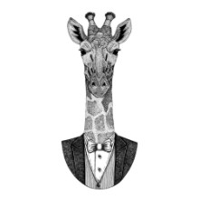 Image de Camelopard giraffe Hipster animal Hand drawn image for tattoo emblem badge logo patch