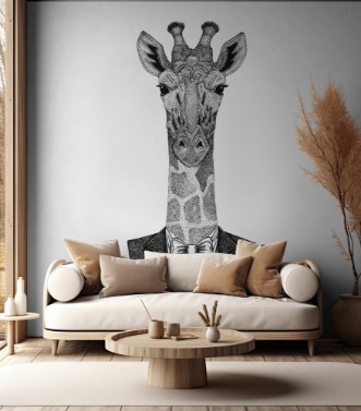 Afbeeldingen van Camelopard giraffe Hipster animal Hand drawn image for tattoo emblem badge logo patch