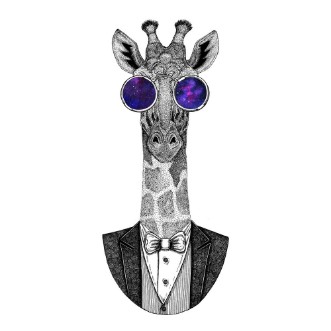 Picture of Camelopard giraffe Hipster animal Hand drawn image for tattoo emblem badge logo patch