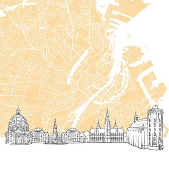 Picture of Copenhagen Denmark Skyline Map