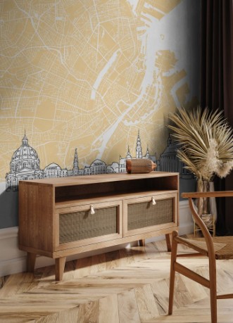 Picture of Copenhagen Denmark Skyline Map